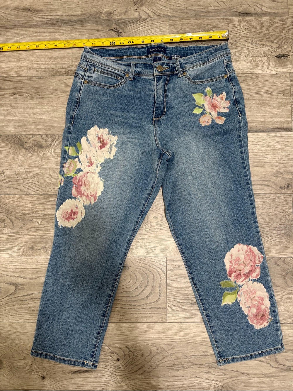 Bandolino Blue Denim Jeans with Pink Floral Print